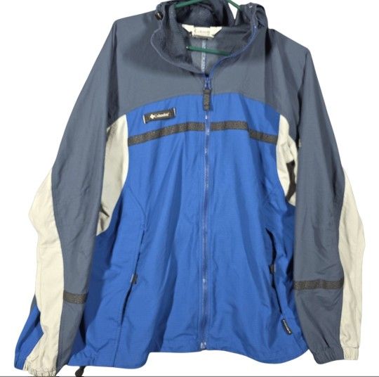 Columbia Packable Vented Zip Up Hoodie Jacket Men's Size XL Blue Gray Lightweigh