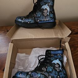 Size 8 Custom Printed Dolphin Boots