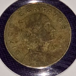 1966 Mexico 5 Centavo Coin