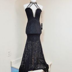 Black Lace Cutout Prom Dress. Sz 5/6 