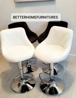 Modern Adjustable Barstools, bar stools, kitchen dining chairs, counter height with chrome base. Colors: Black, Red, White, Gray, Brown, $75 Each.