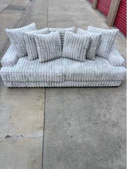 Sofa. Luxury Oversized Plush Sofa - Like New - 240 cm (94.5")