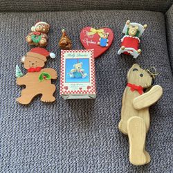 Large 1980’s Bear Christmas Ornament Lot