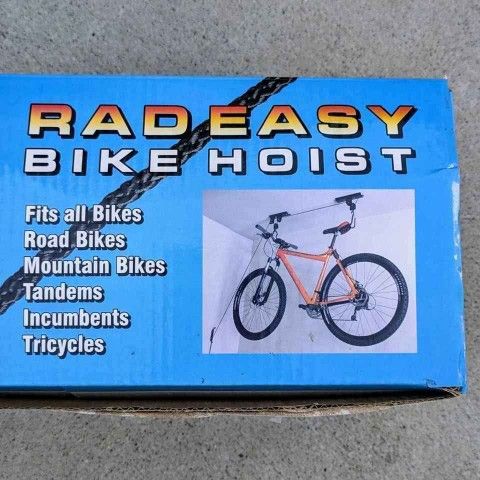 NEW RAD Easy ceiling mounted black 1-bike garage indoor hoist single bicycle hanging compact rack