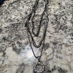 Silver Cross Chain Necklace Mens