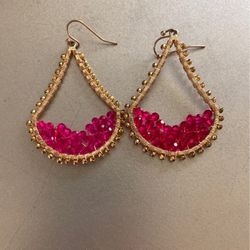 Hot Pink And Gold Earrings