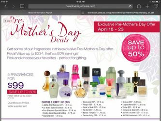 Super especial de solo unos dias del 18 al 23 5 perfumes por 99 dólares mas taxas tu elijes la que mas te guste!!!