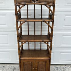 ✅Vintage Bamboo Rattan Storage Cabinet/Bookcase/Etagere