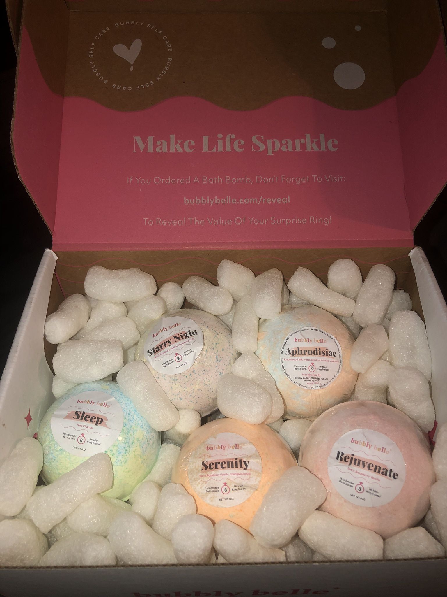 5-Pack Bubbly Belle Bath Bombs Ring Size 8
