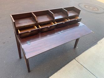 Dark Wood Secretary Desk with Drawers