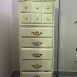 2 White Dressers With Floral Handles 