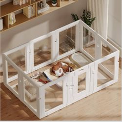 Clear acrylic dog playpen 10 pcs 24’’ tall, Plastic Dog Fence  With Heavy Duty Door Lock 