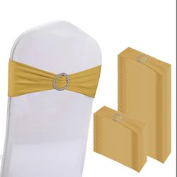 WJWHQ 100PCS Spandex Stretch Chair Sashes Bows Elastic Chair Cover Bands Ties With Buckle Slider For Wedding Party Reception Events Universal Ceremony