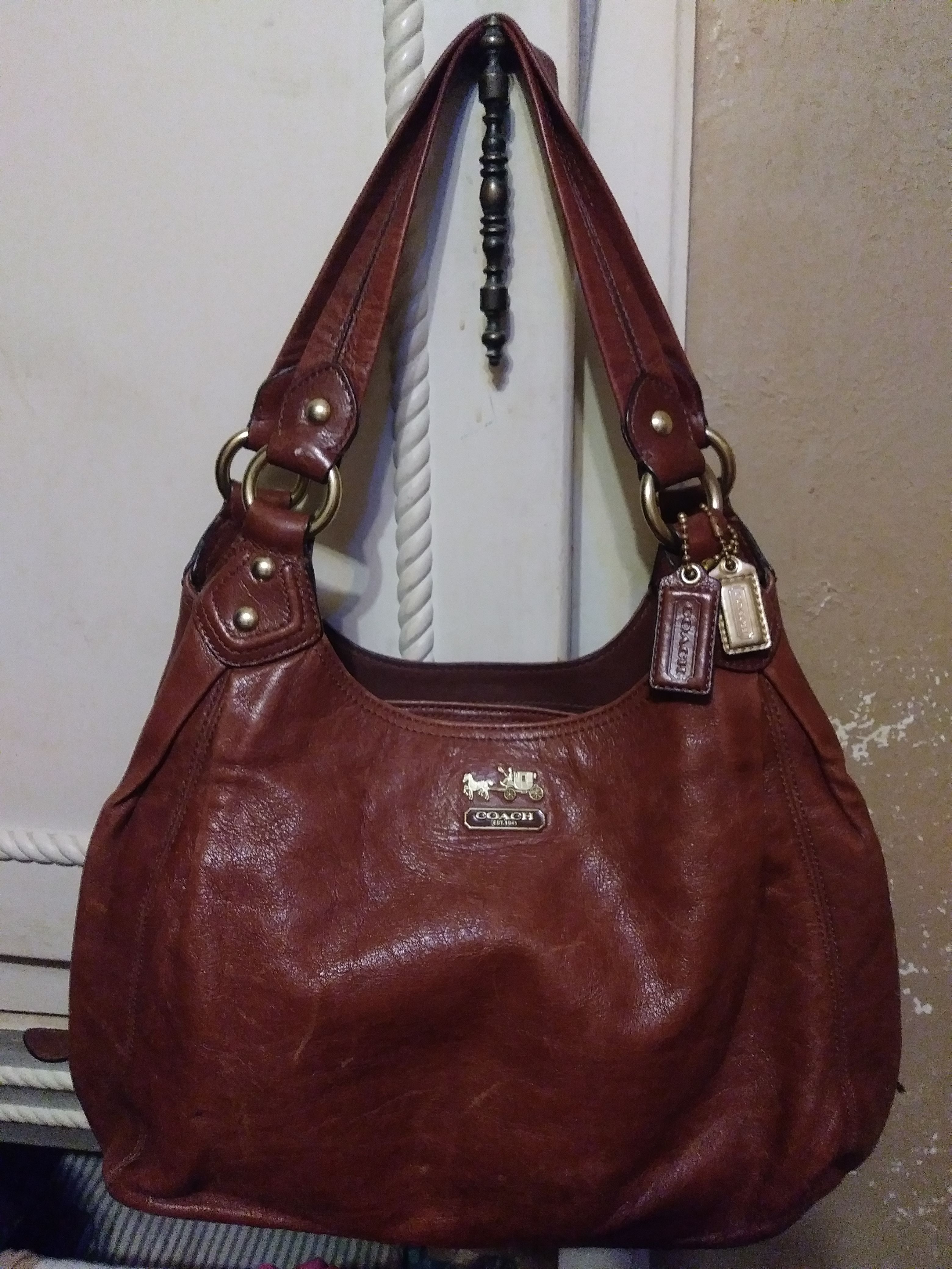 Coach - F0982-14336 - Brown Leather 'Maggie Madison' Carryall Shoulder Bag - $45