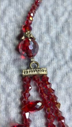 Red Swarovski crystal beaded necklace