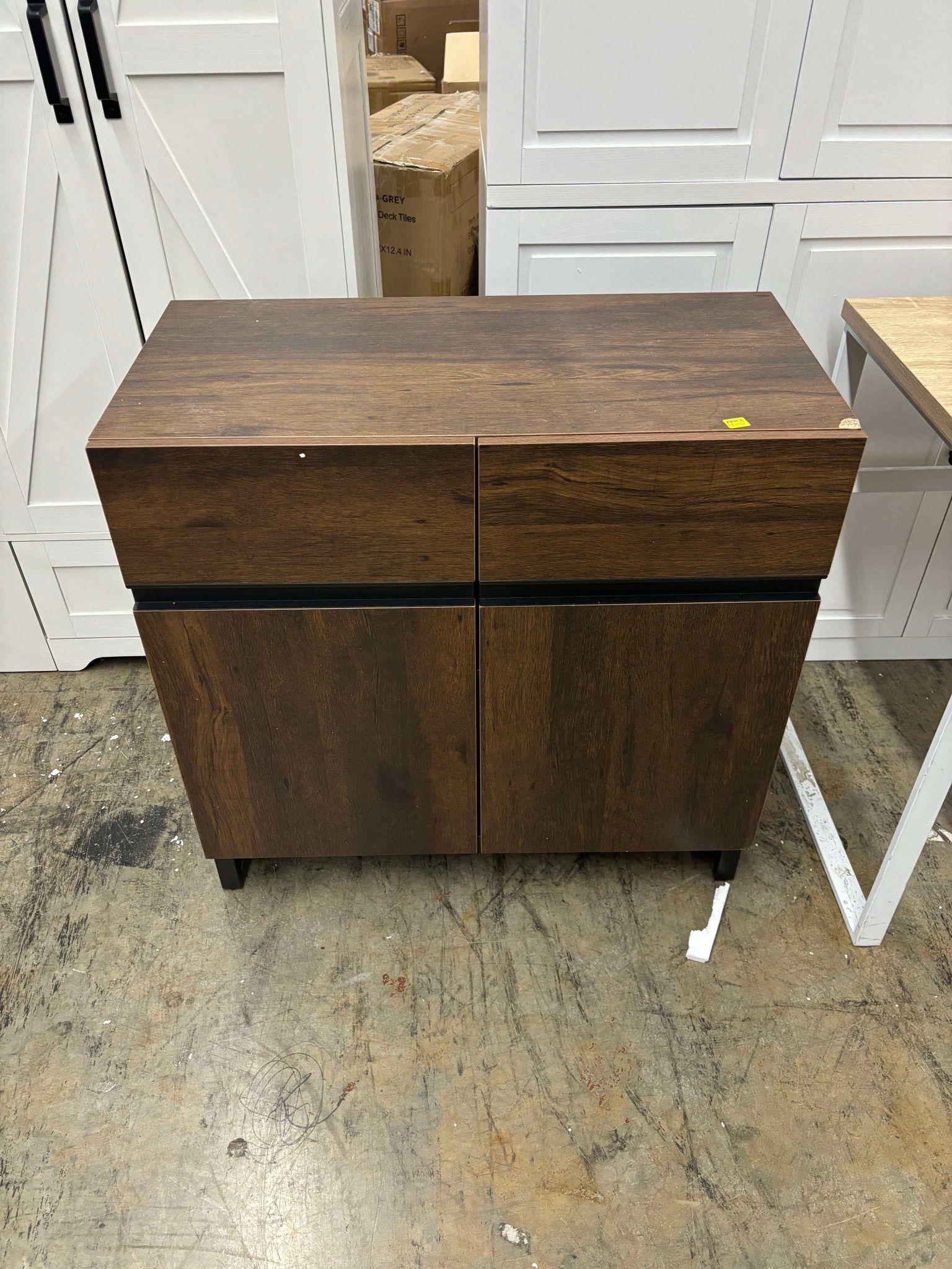 WAMPAT Storage Cabinet, Modern Sideboard with Adjustable Shelf and Metal Base, (damage)