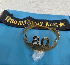 80th Birthday King Crown and Sash