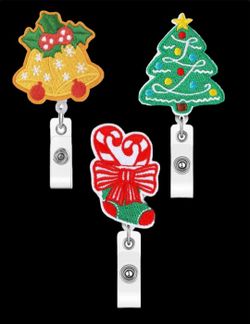 Nurses! Cute Christmas Retractable Badge Holders (3 Pack)