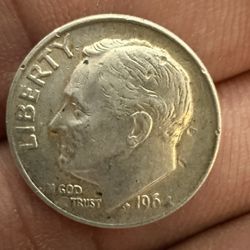1964 Vintage Silver Dime Coin No Mint Mark 