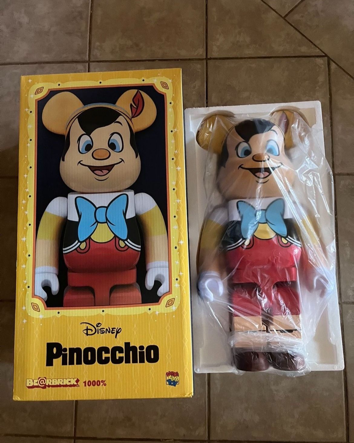 Pinocchio Bearbrick Size 1000% Brand New