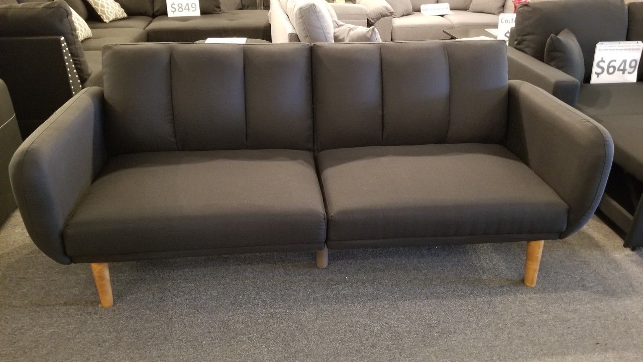Brand New 81" x 44" Black Linen Sofa Futon