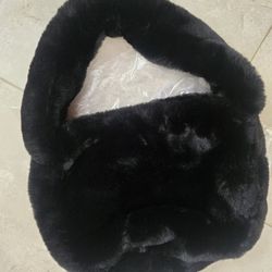 Brand New Soft Black Plush Ladies Shoulder Bag
