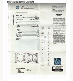 $2,750.  GIA Certified 1.00 Carat Natural Princess Cut Diamond Bridal Set – F Color, SI1 Clarity – $3,250 OBO