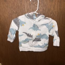 Carters Baby Dino Zip Up Hoodie: Size 3 Months 