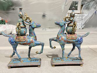 Antique Cloisonne pagoda deer