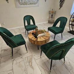 6 Velvet Green Dining Chairs