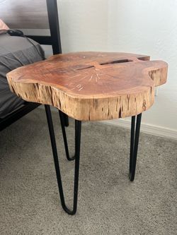Wooden nightstand table; bedside table