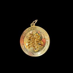 14k Gold Vintage Merry Christmas Charm