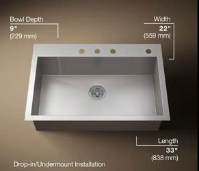 NEW IN BOX: Kohler Vault Single-Basin Sinks