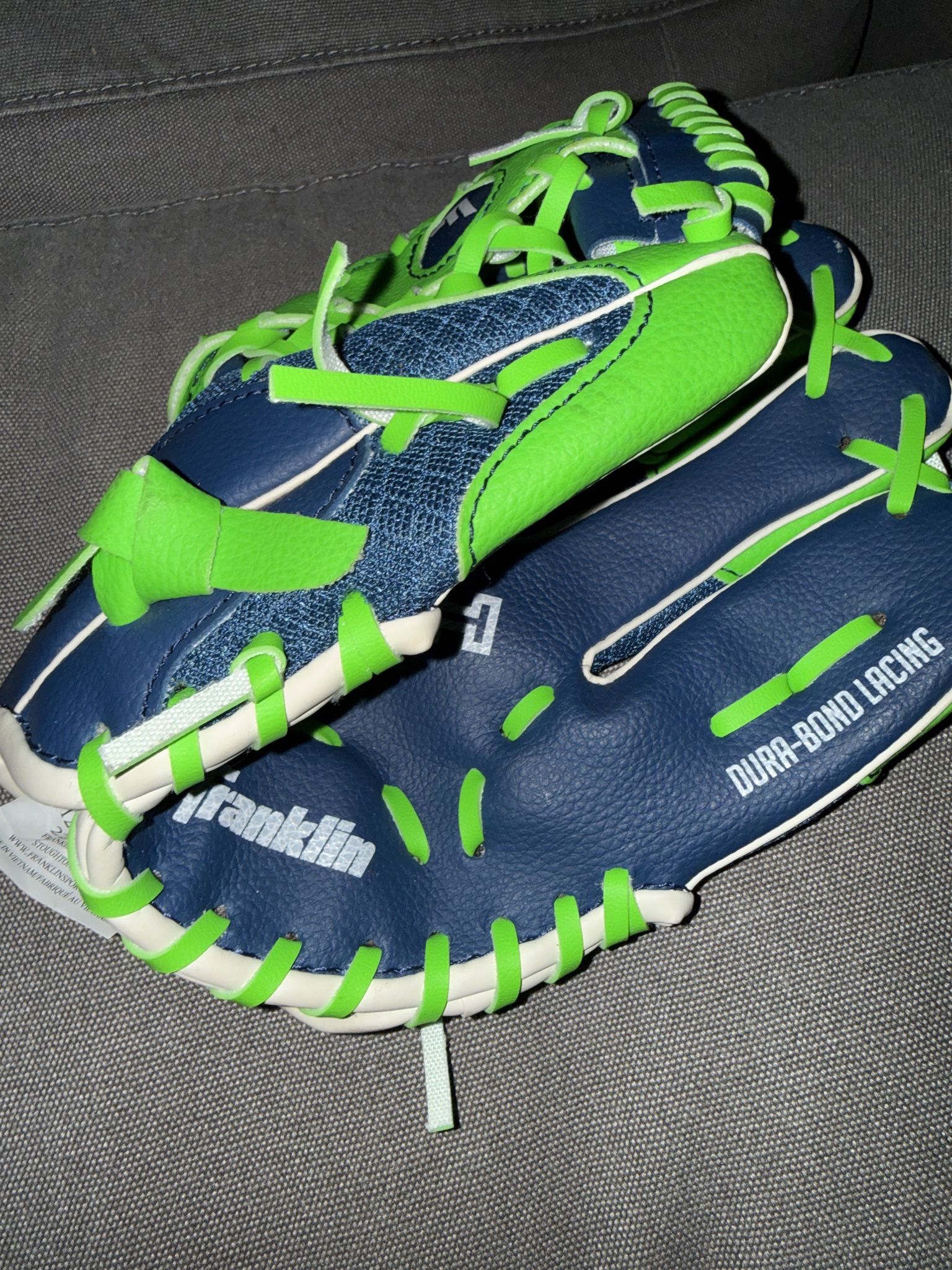 Franklin Baseball Glove – Blue & Neon Green (Good Condition)