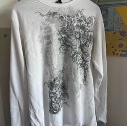 White Thermal Long Sleeve Graphic Shirt