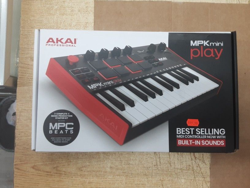 AKAI Professional MPK Mini Play MK3 - MIDI Keyboard Controller with Built in Speaker and Sounds Plus Dynamic Keybed, MPC Pads and Software Suite