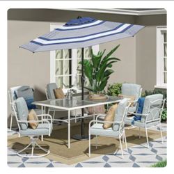 allen + roth 9-ft Aluminum Navy Auto-tilt Market Patio Umbrella
