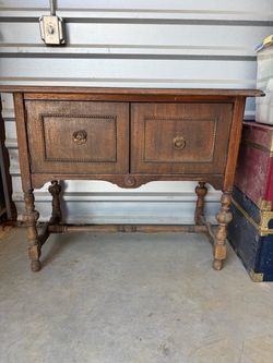 Vintage Jacobean-Style Wood Sideboard / Buffet