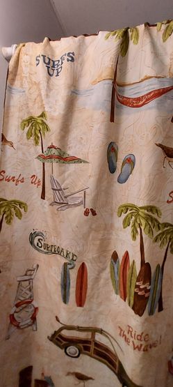 Beach Surfs Up Shower Curtain 12 Hooks Saturday Knight Ltd Tiki Ocean Nautical