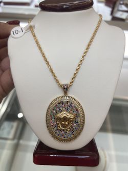 10k gold SOLID rope chain and pendant combo, 17 grams