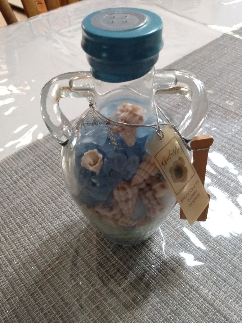Glass Vase With Blue Potpourri Rocks