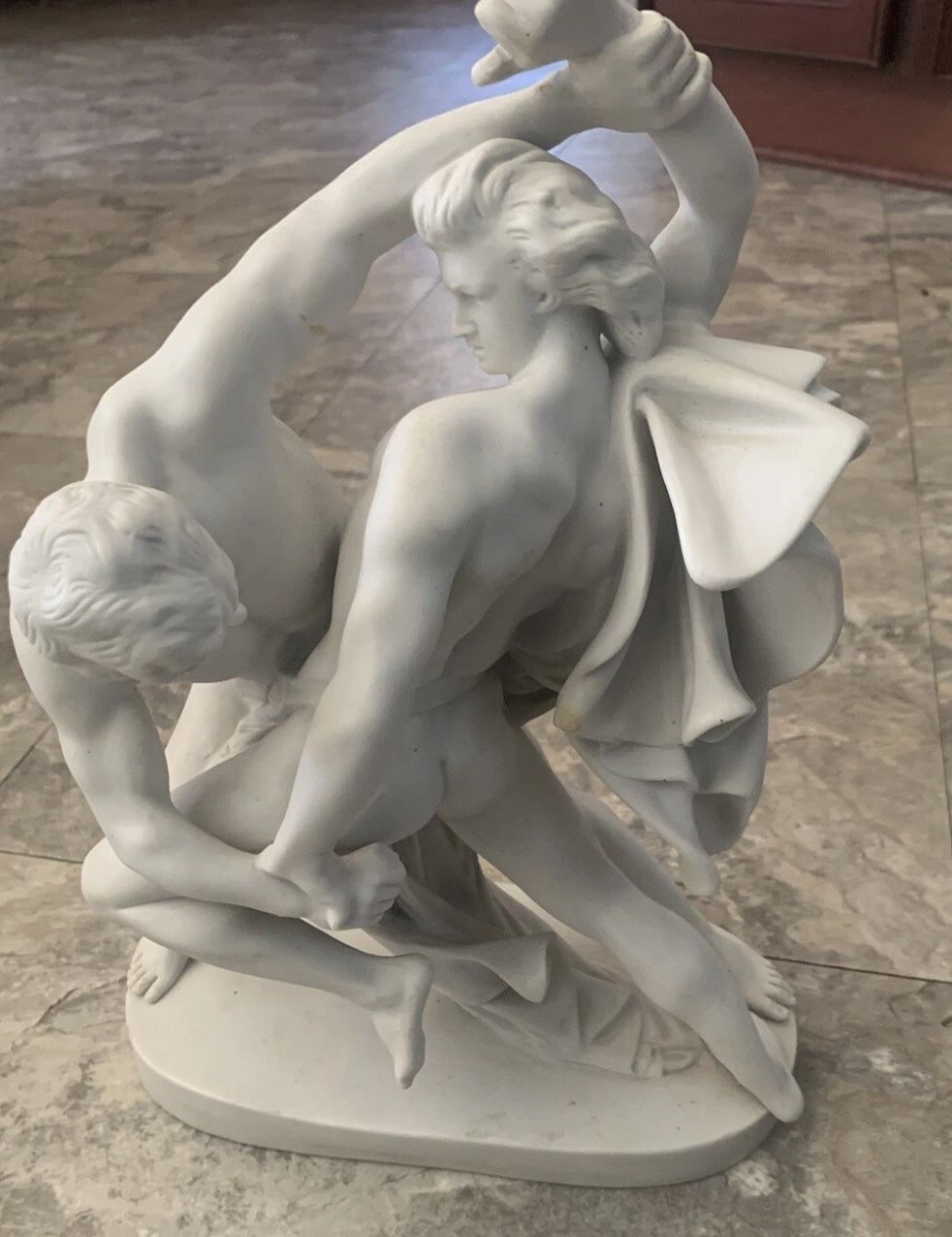 SUPER RARE VTG SCHEIBE ALSBACH PARIAN PORCELAIN MOLINS KNIFE WRESTLERS