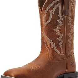 NEW Size 10.5 Wide Western Cowboy Work Boots ARIAT Men Hybrid Ranchwork Soft Square Toe Boot