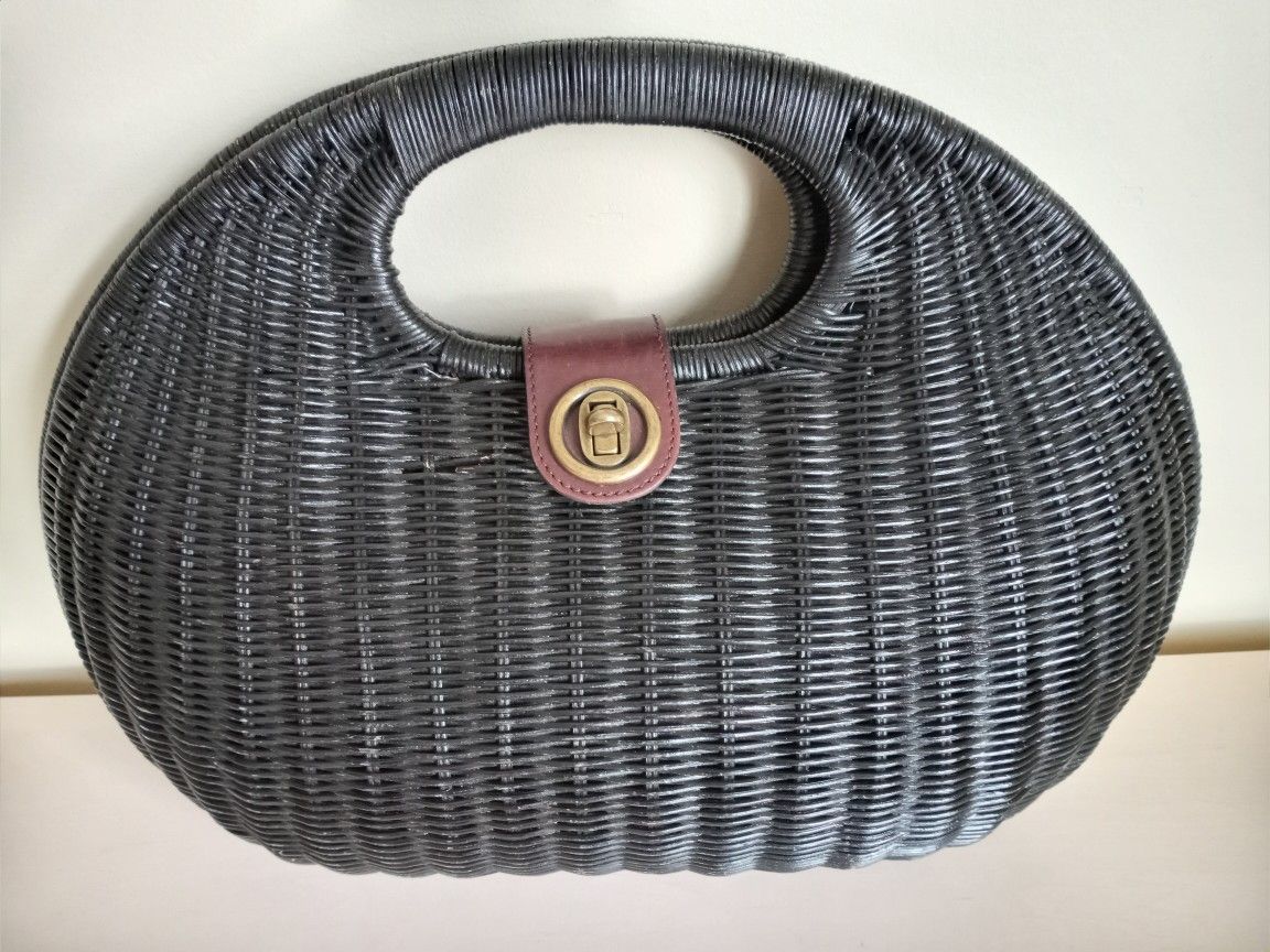 Hobo International Black Wicker Fun Handbag