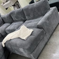 Extra Large Grey Modular Sectional 7 Piece Set Extra Plush Corduroy Fabric Brand New In Box Firm Price $1,170
