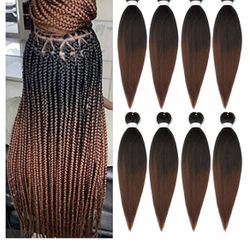 24 In. 8 Pack Bundle Braiding Hair 1B/30 Pre Stretched
