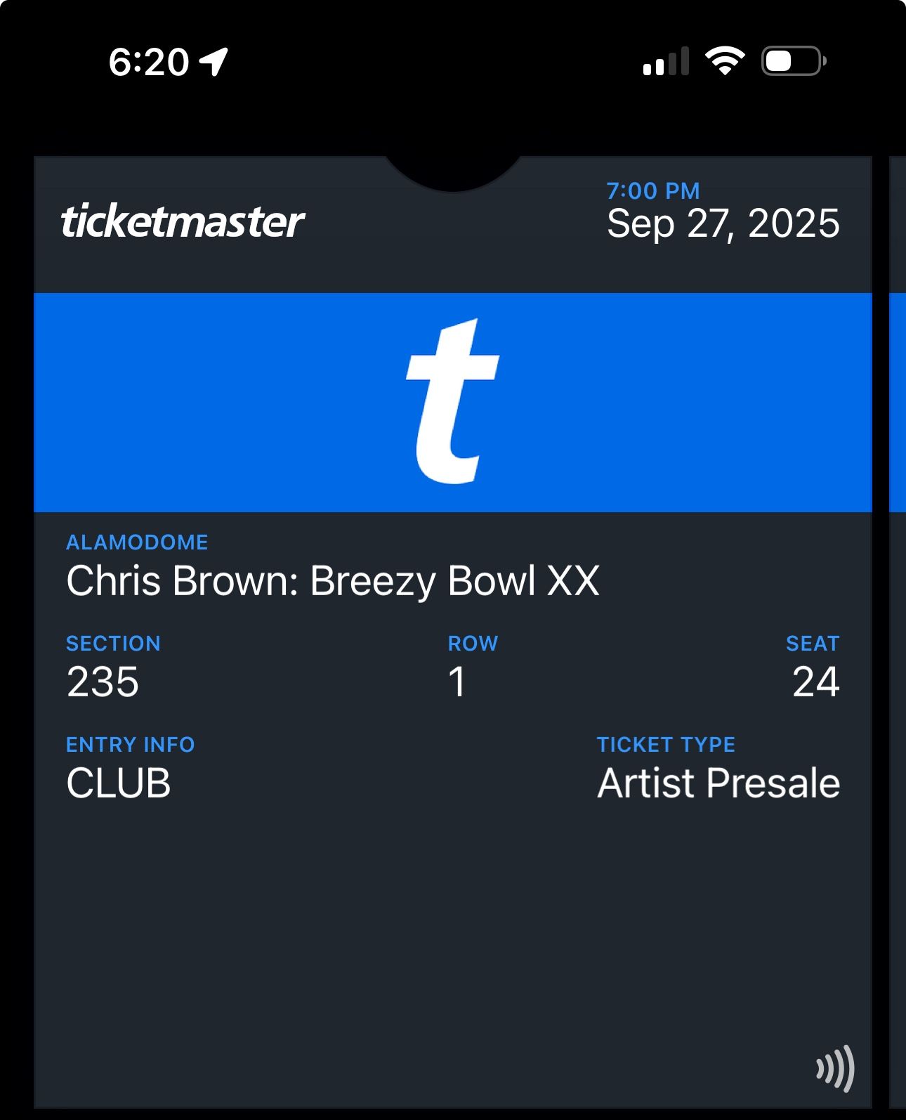 Chris brown Two Tickets Front Row Seats At End