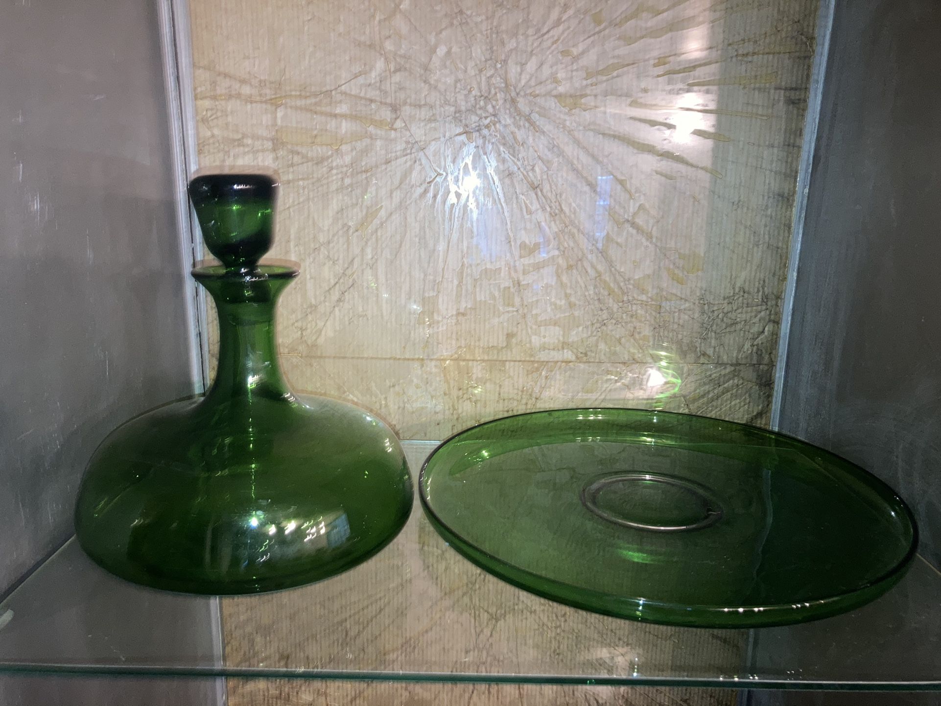 Dark Green Glass Kitchen Set
