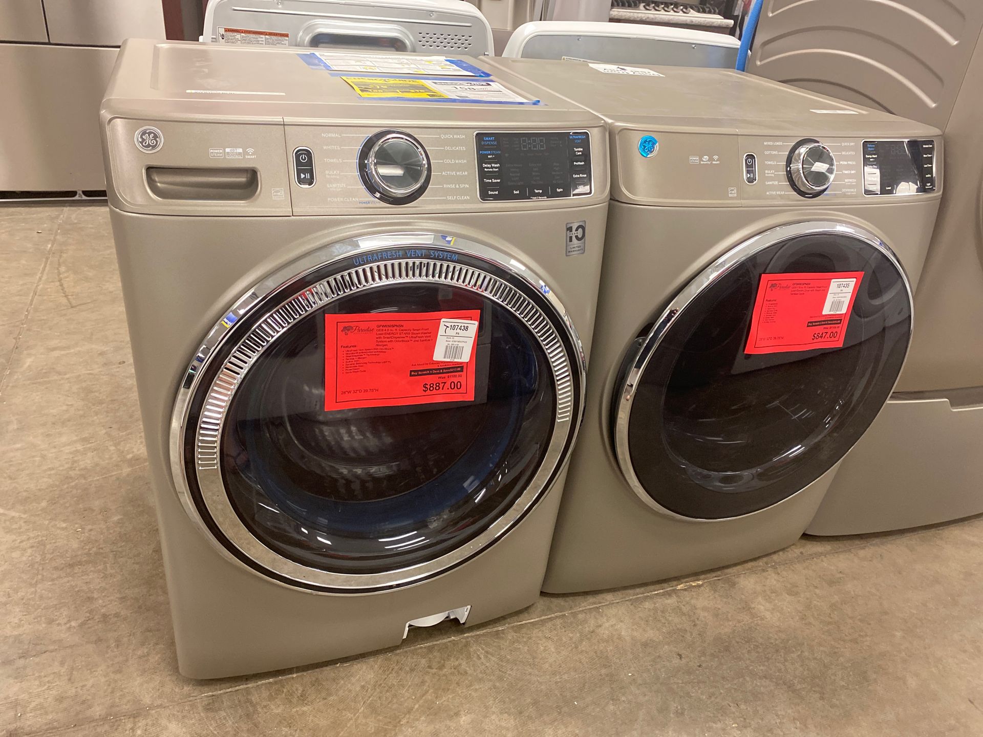 New Discounted!! GE Electric Washer Dryer Set in Satin Nickel ✨