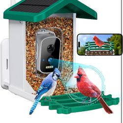  Smart Bird Feeder with Camera Solar Powered, 2.5k HD Video Bird Feeder Auto Capture 